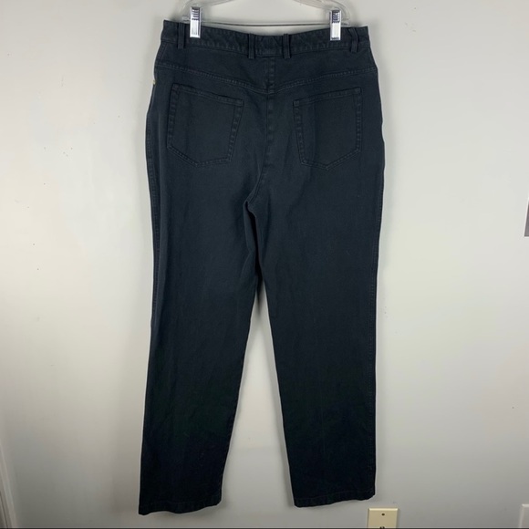 St. John Black Straight Leg Gold Hardware Casual Minimal Denim Pants Jeans 6 - Picture 2 of 9